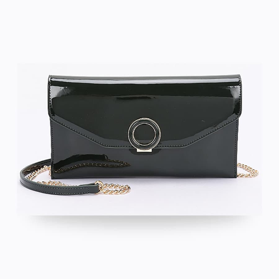 Glossy Patent Envelope Clutch Crossbody Bag
