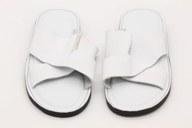 White Leather Slide Sandals