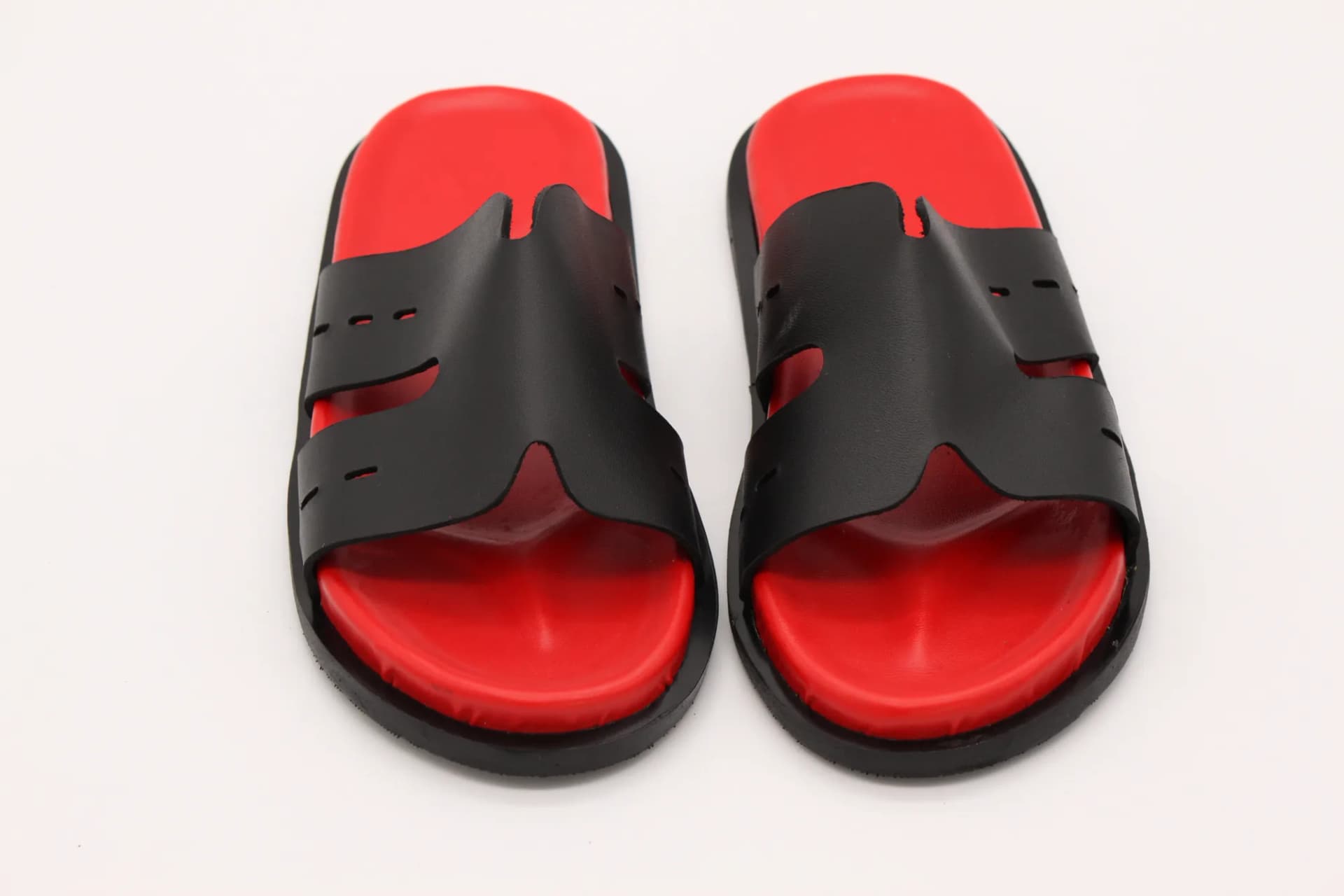 Black and Red Slide Sandals