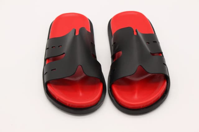 Black and Red Slide Sandals