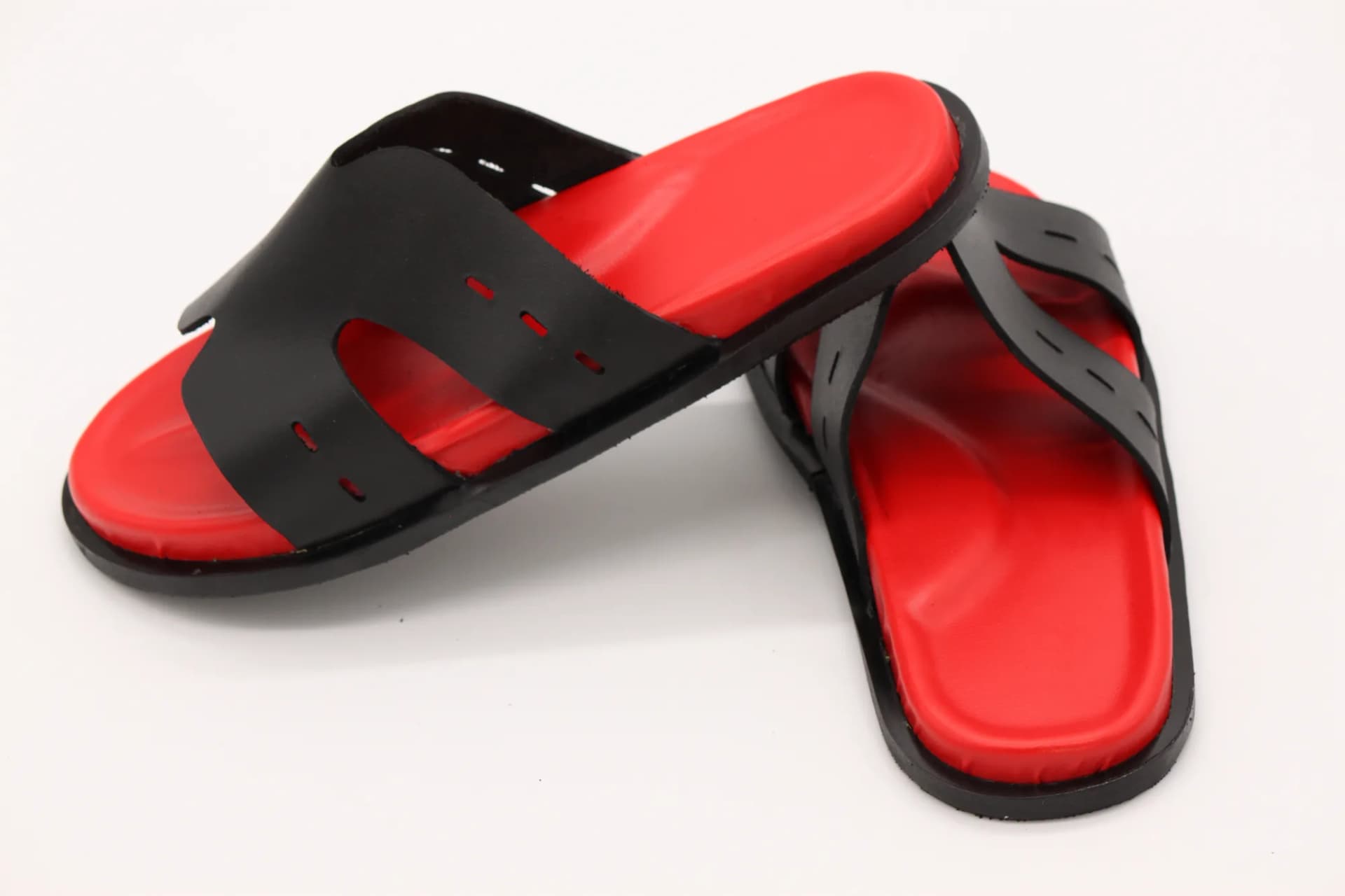 Black and Red Slide Sandals photo 5