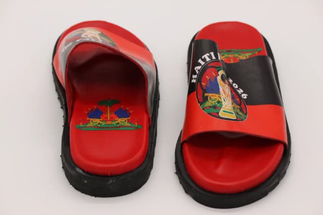 Colorful Haitian-Themed Slide Sandals