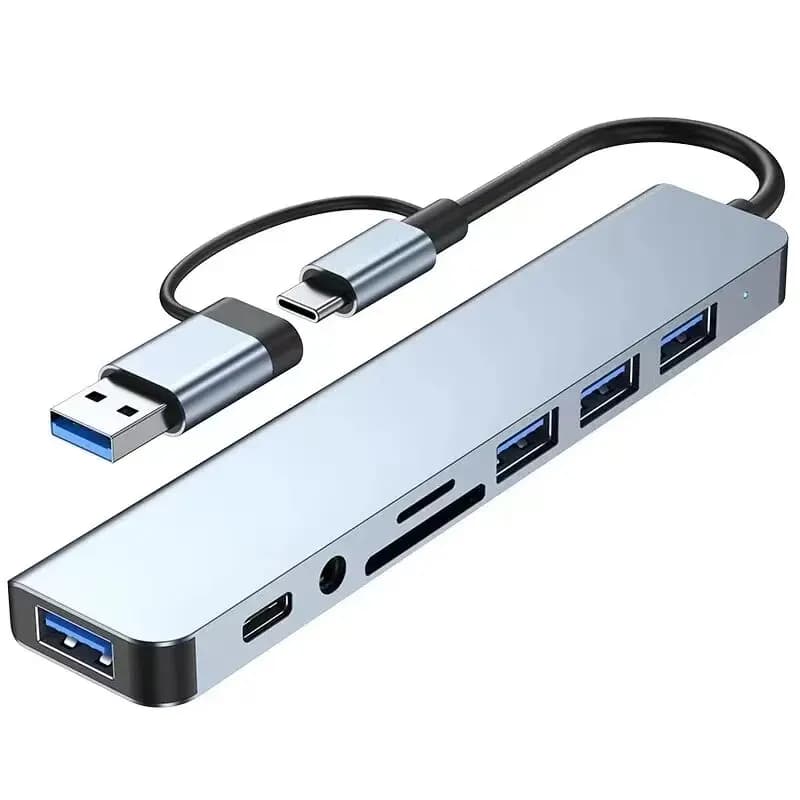 USB Hub 8-in-1 with Card Reader