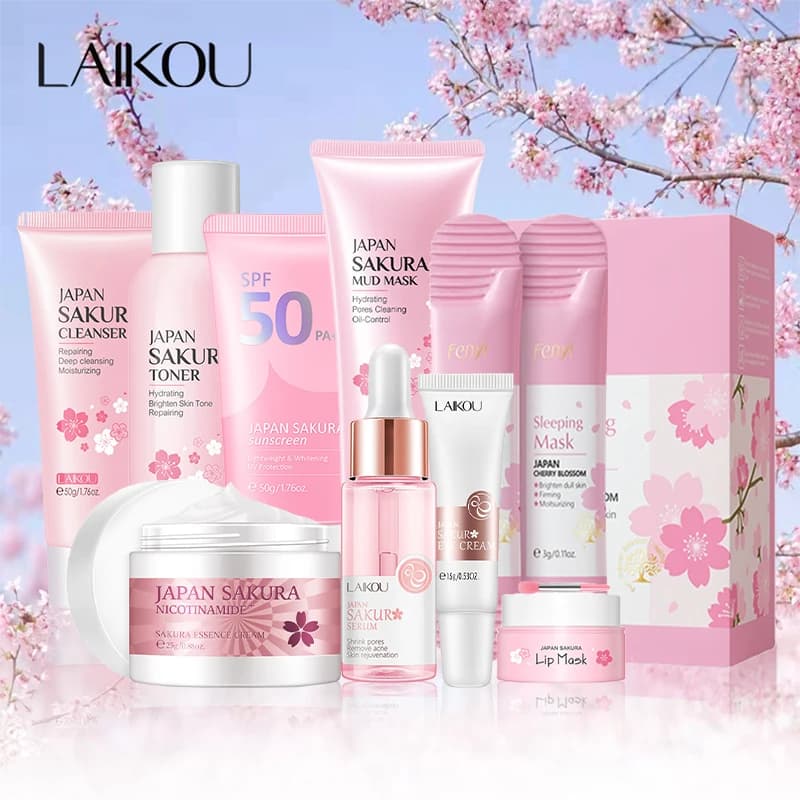 Sakura Skincare 9-Piece Set with Cleanser and Mask