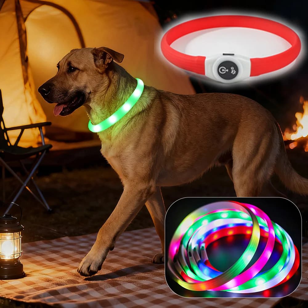 LED Waterproof Dog Collar USB Rechargeable