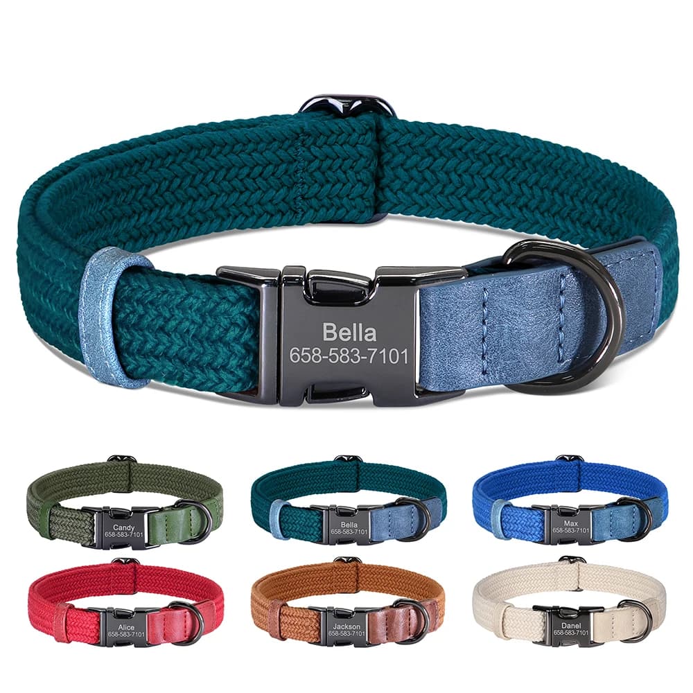 Personalized Durable Nylon Dog Collar Adjustable