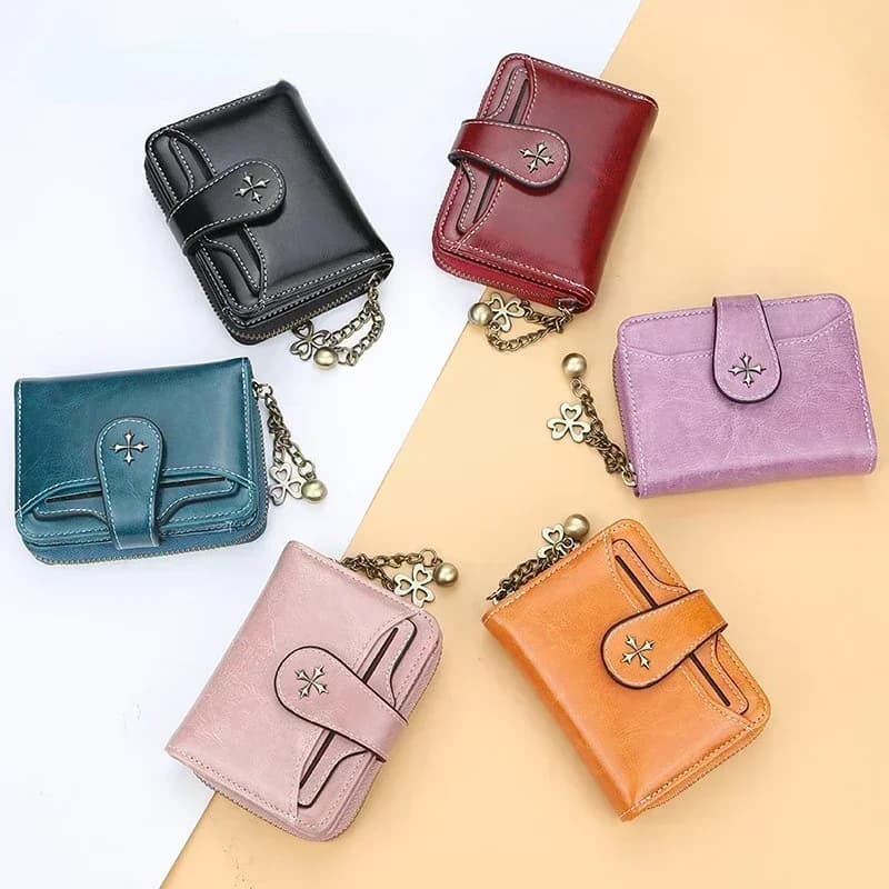 Women's PU Leather Short Wallet Blue Red