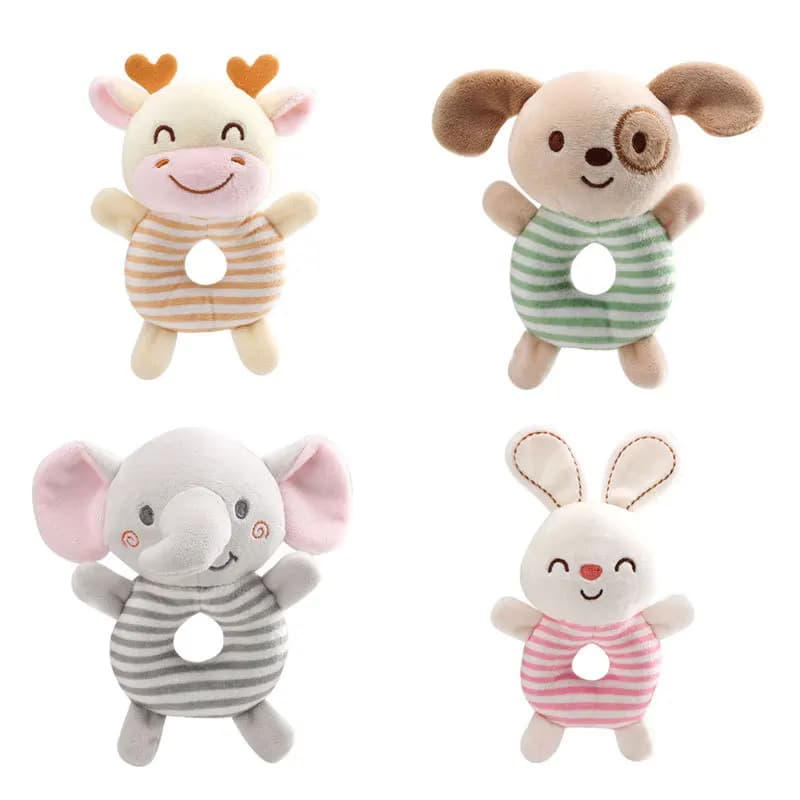 Baby Rattle Toy Cartoon Animal Plush Ring