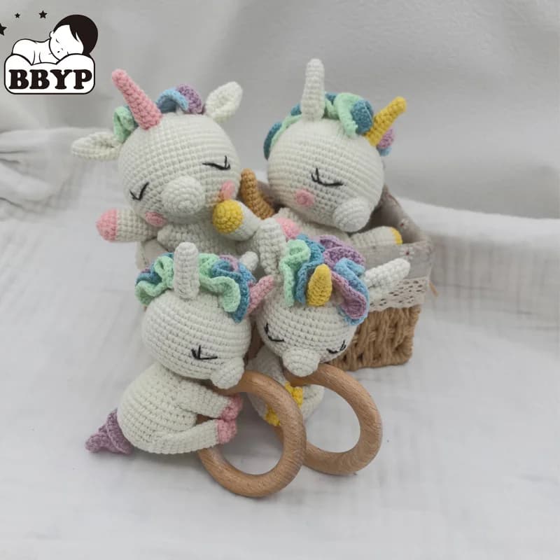 Baby Security Blanket Cotton Knitted Animal Rattle