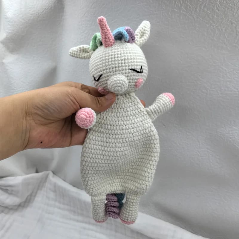 Baby Security Blanket Cotton Knitted Animal Rattle