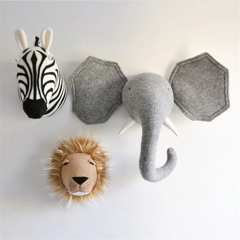 3D Cartoon Animal Head Wall Decor