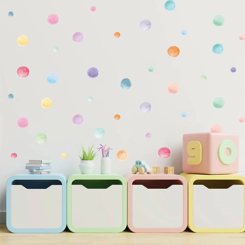 Removable Watercolor Polka Dot Wall Stickers