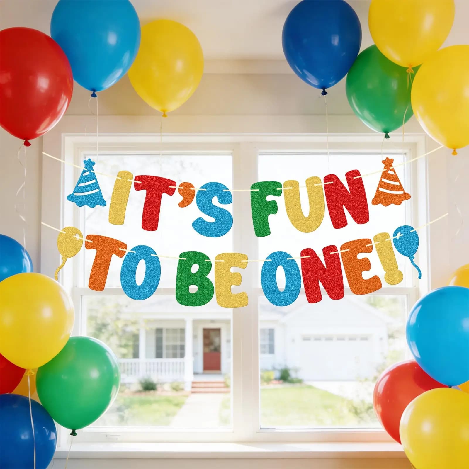 One First Birthday Party Banner Set