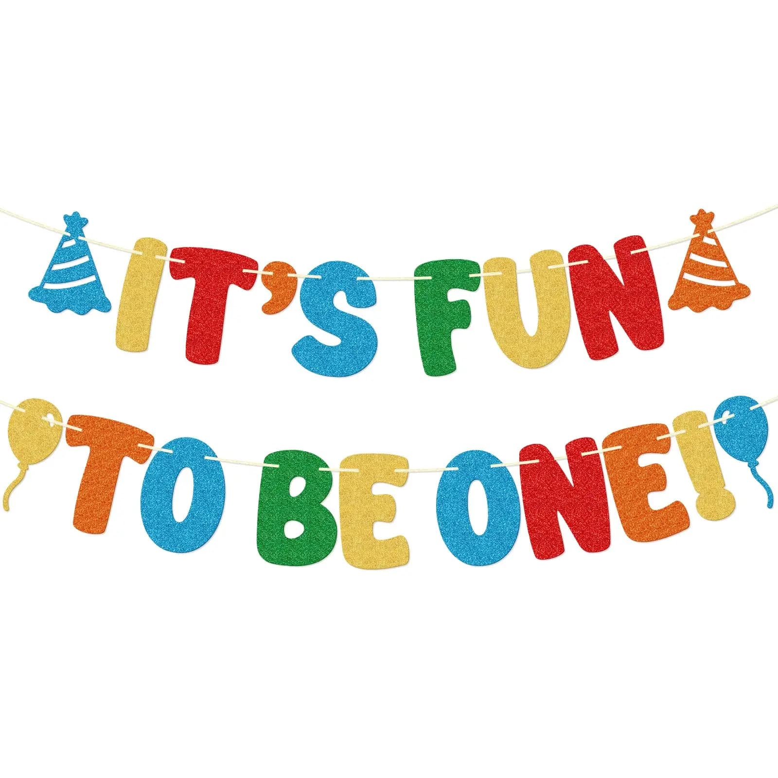 One First Birthday Party Banner Set