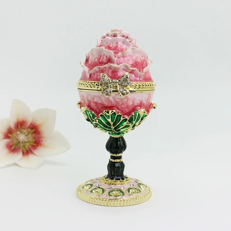 SHINNYGIFTS Valentine's Day gift enameled roses egg decorative box creative trinket storage box ornaments