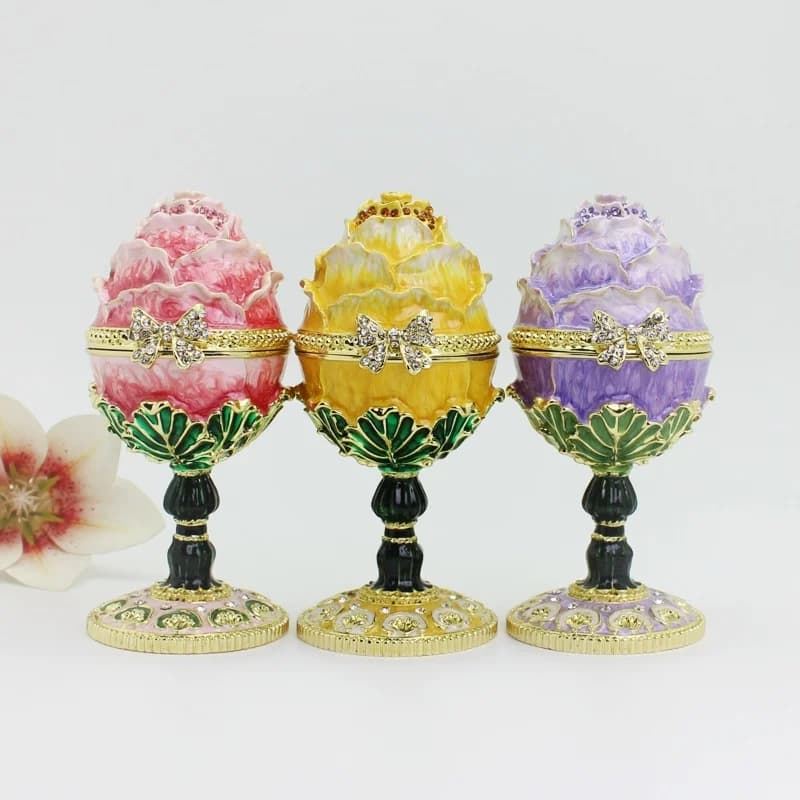 SHINNYGIFTS Valentine's Day gift enameled roses egg decorative box creative trinket storage box ornaments