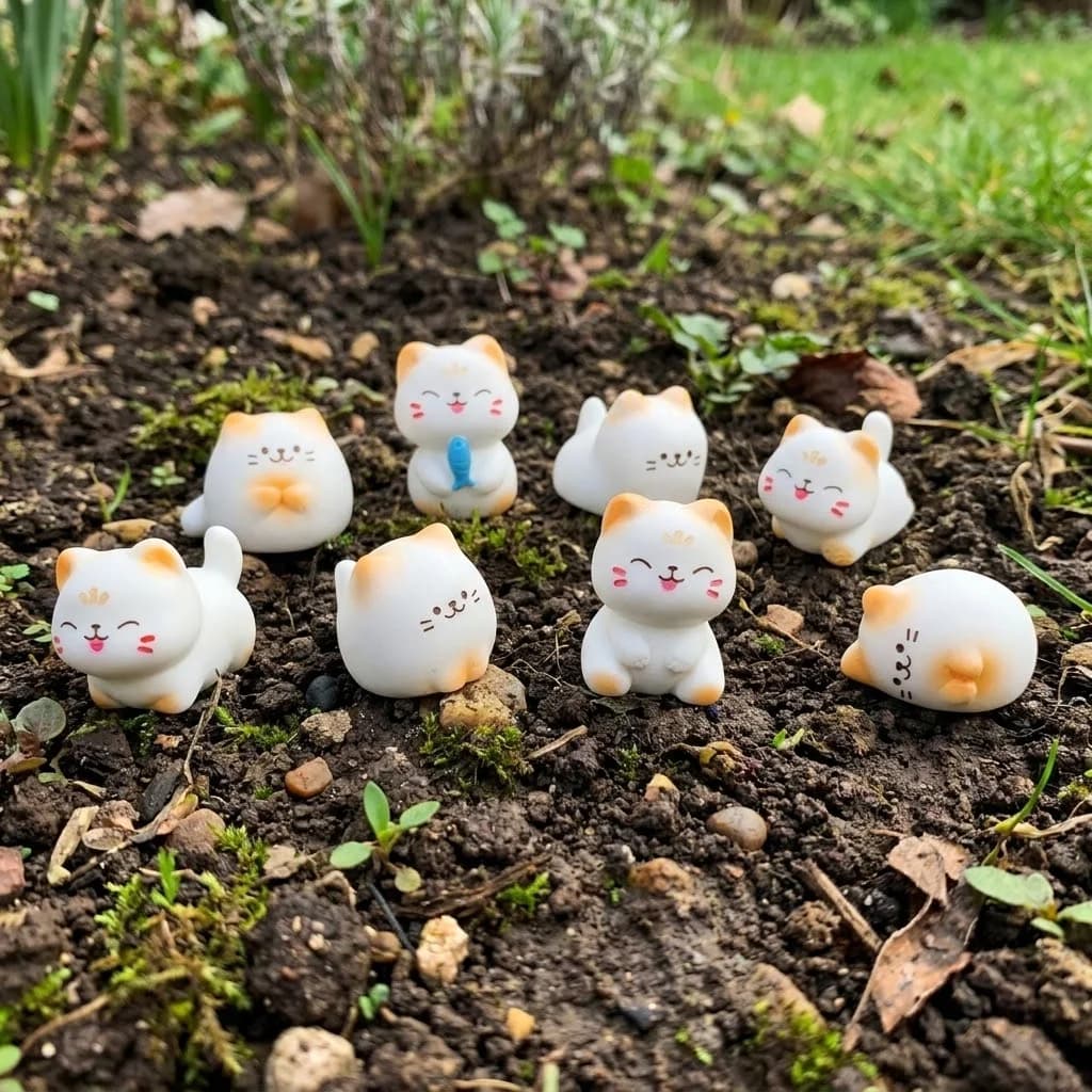 Kawaii Cat Resin Figurine Home Decor