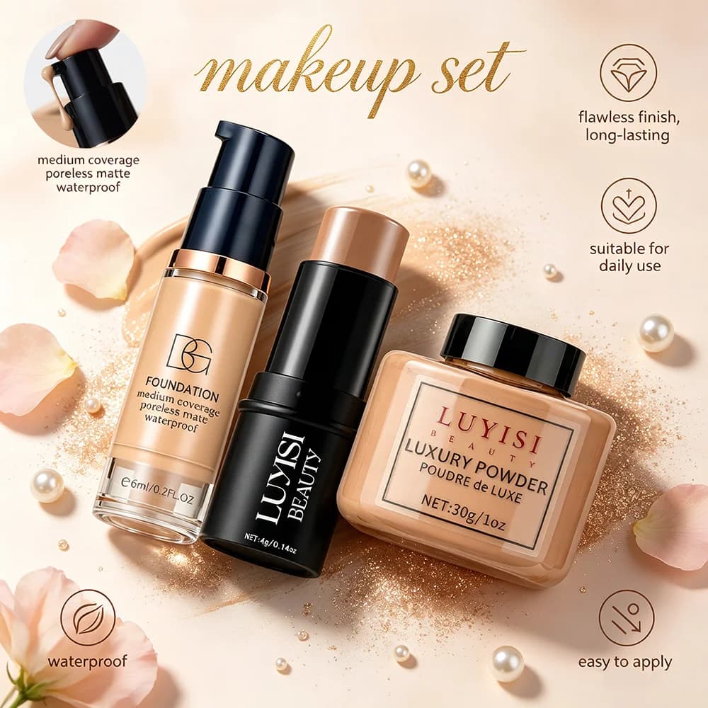 Matte Foundation Contouring Stick Oil-Control Powder Set