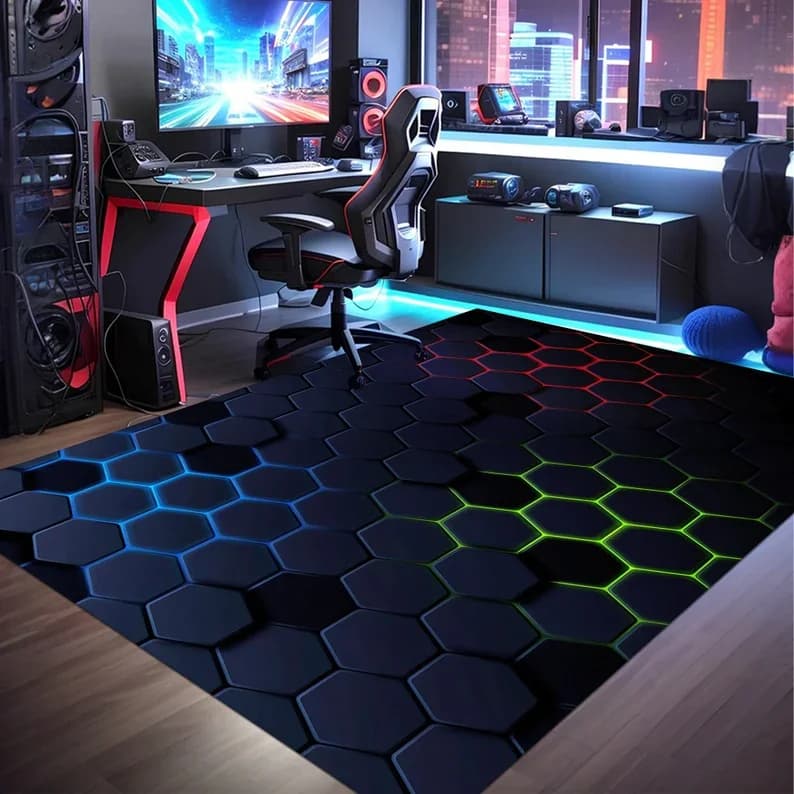 Colorful Geometric Gaming Area Rug