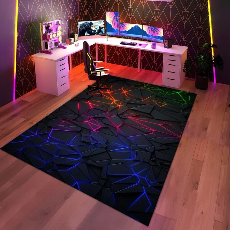 Colorful Geometric Gaming Area Rug