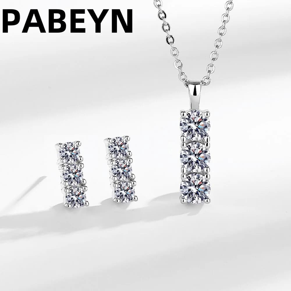 Sterling Silver Diamond Necklace Earring Set