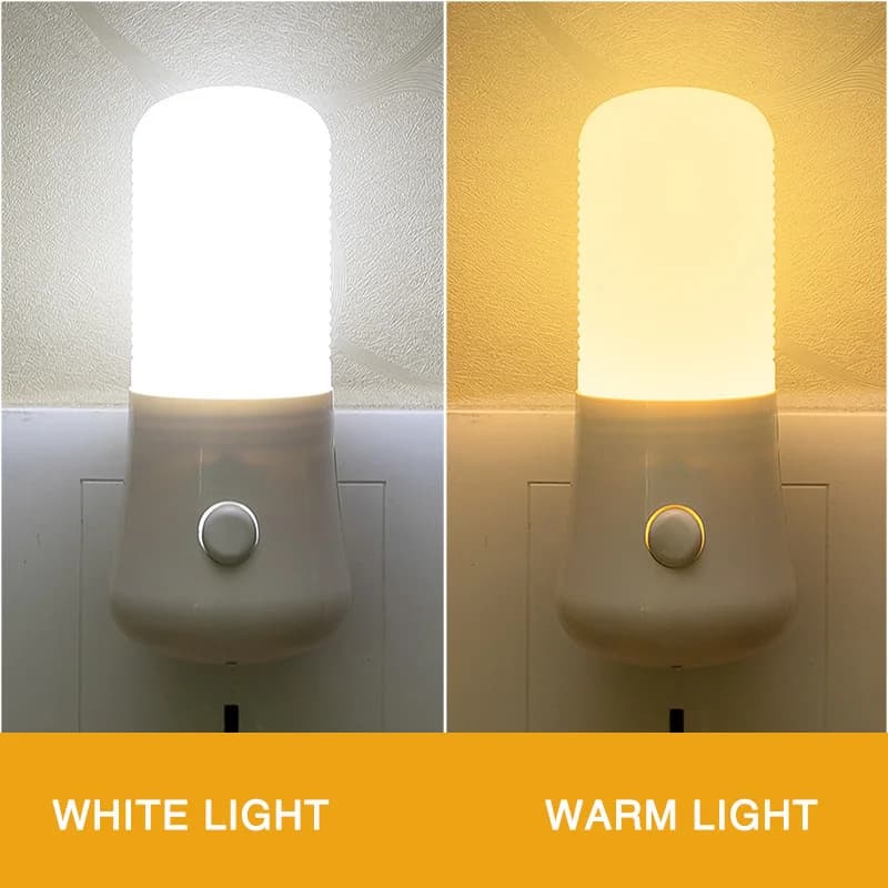 LED Night Light White Push Button Wall Socket