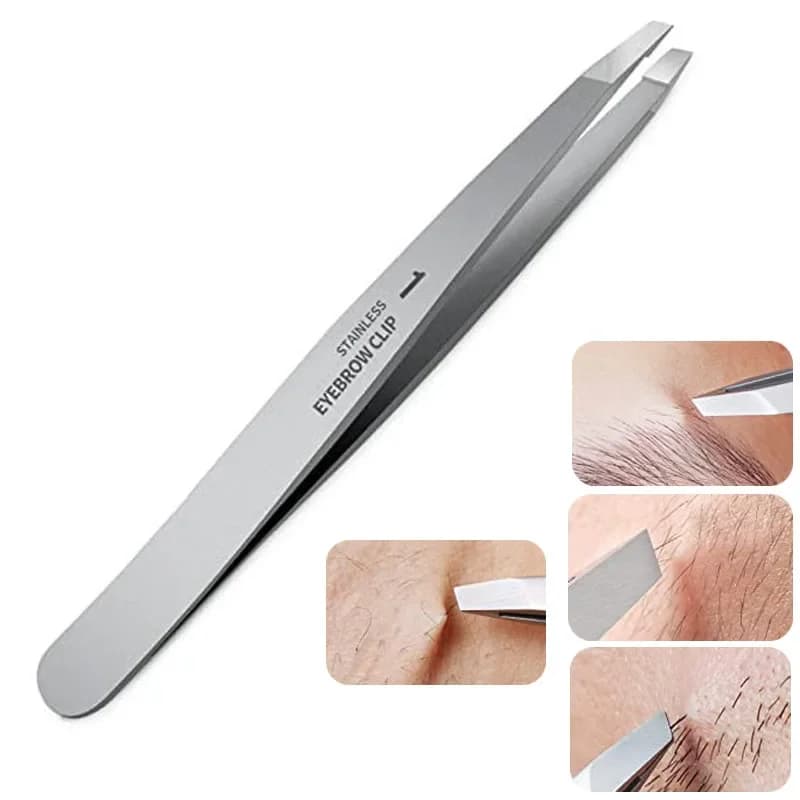 Stainless Steel Eyebrow Tweezers with Double Eyelid Tool