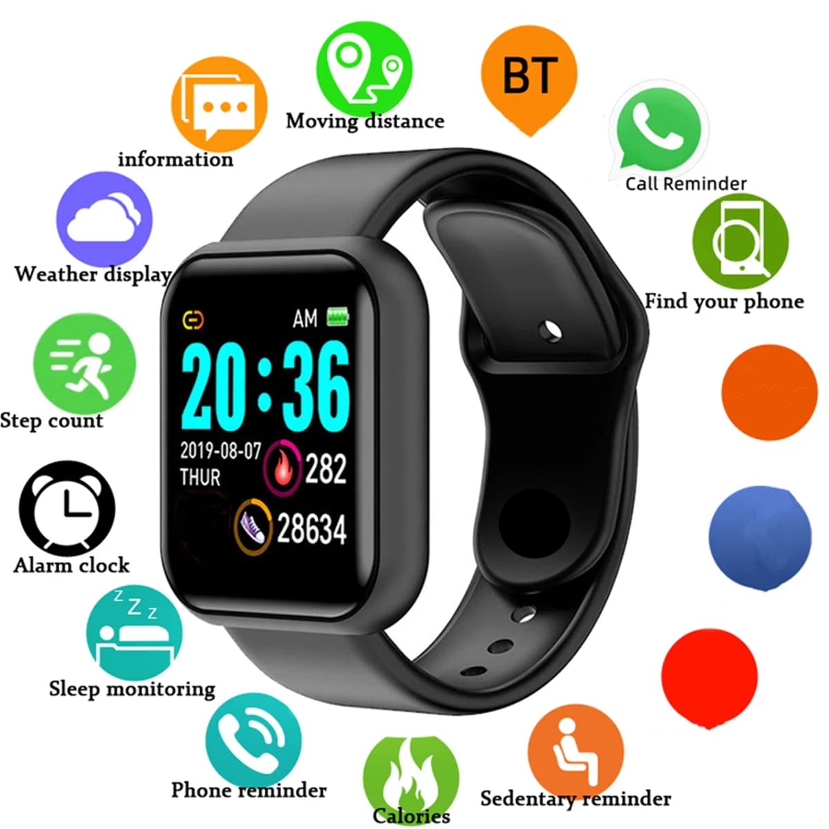 Men's Smart Watch Fitness Tracker Color Screen