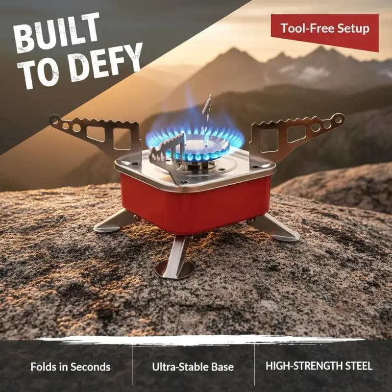 Camping Gas Stove Portable Foldable Windproof Rust Resistant for Hiking Backpacking Picnic BBQ Campsite Use