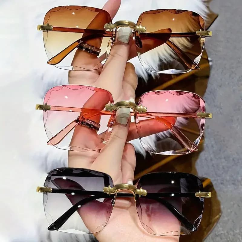 Square Rimless Sunglasses UV400 Protection