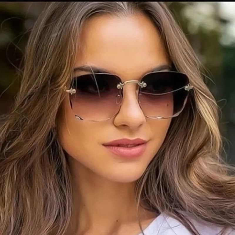 Square Rimless Sunglasses UV400 Protection