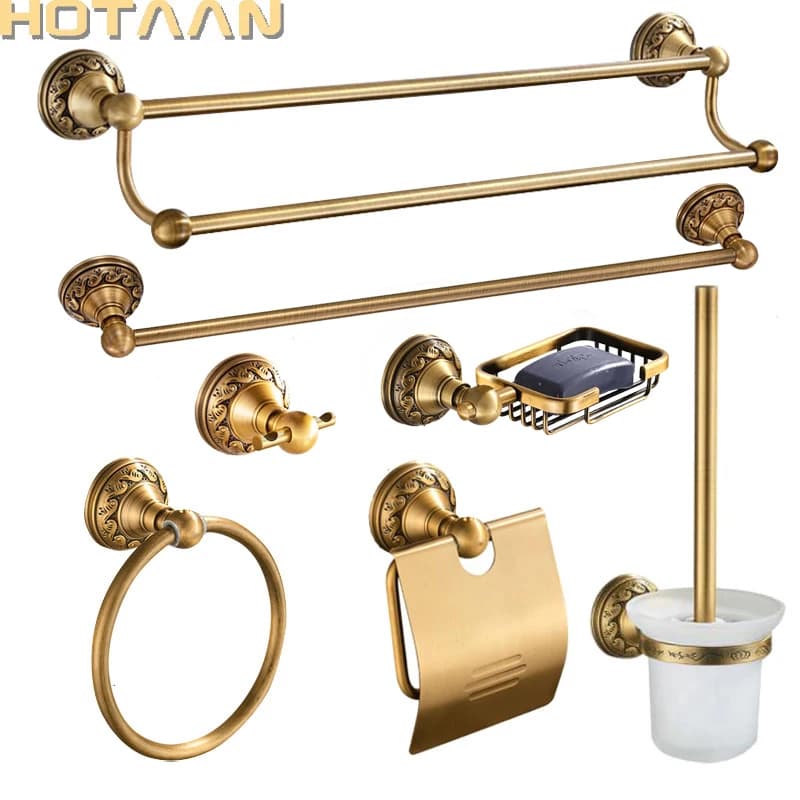 Antique Brass Bathroom Accessories Set Five-Piece