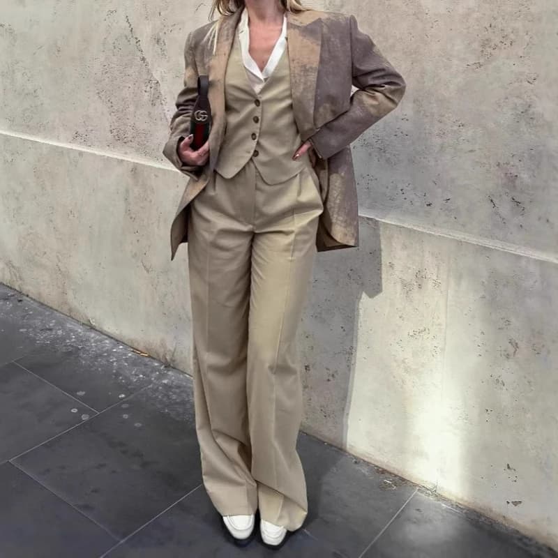 Women's Fashion 2025 Autumn Loose Single-Button Printed Blazer