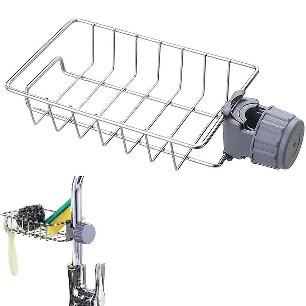 Kitchen Sink Drain Rack with Sponge Storage