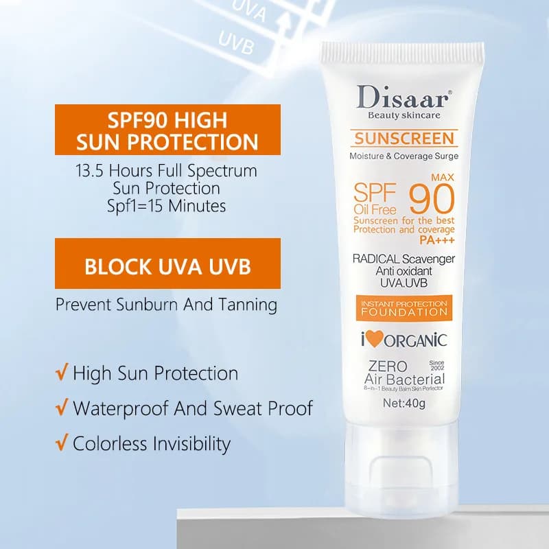 Waterproof Sunscreen SPF 90+ UV Protection Cream