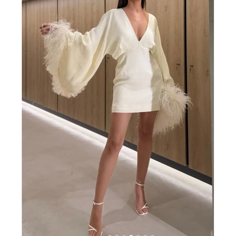 Women's Feather Trim Dress