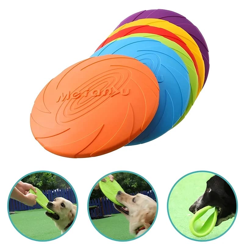 Dog Silicone Flying Disc Multicolor Chew Toy