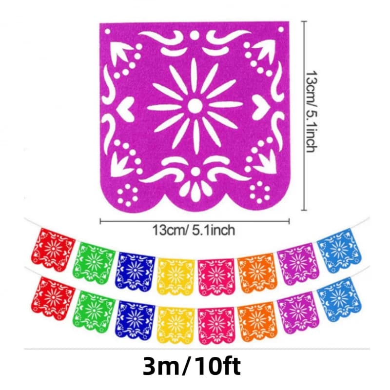 Colorful DΓa De Los Muertos Papel Picado Banner