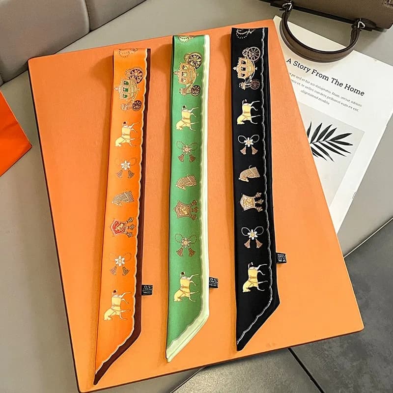 Women's Silk Skinny Scarf War Horse Print