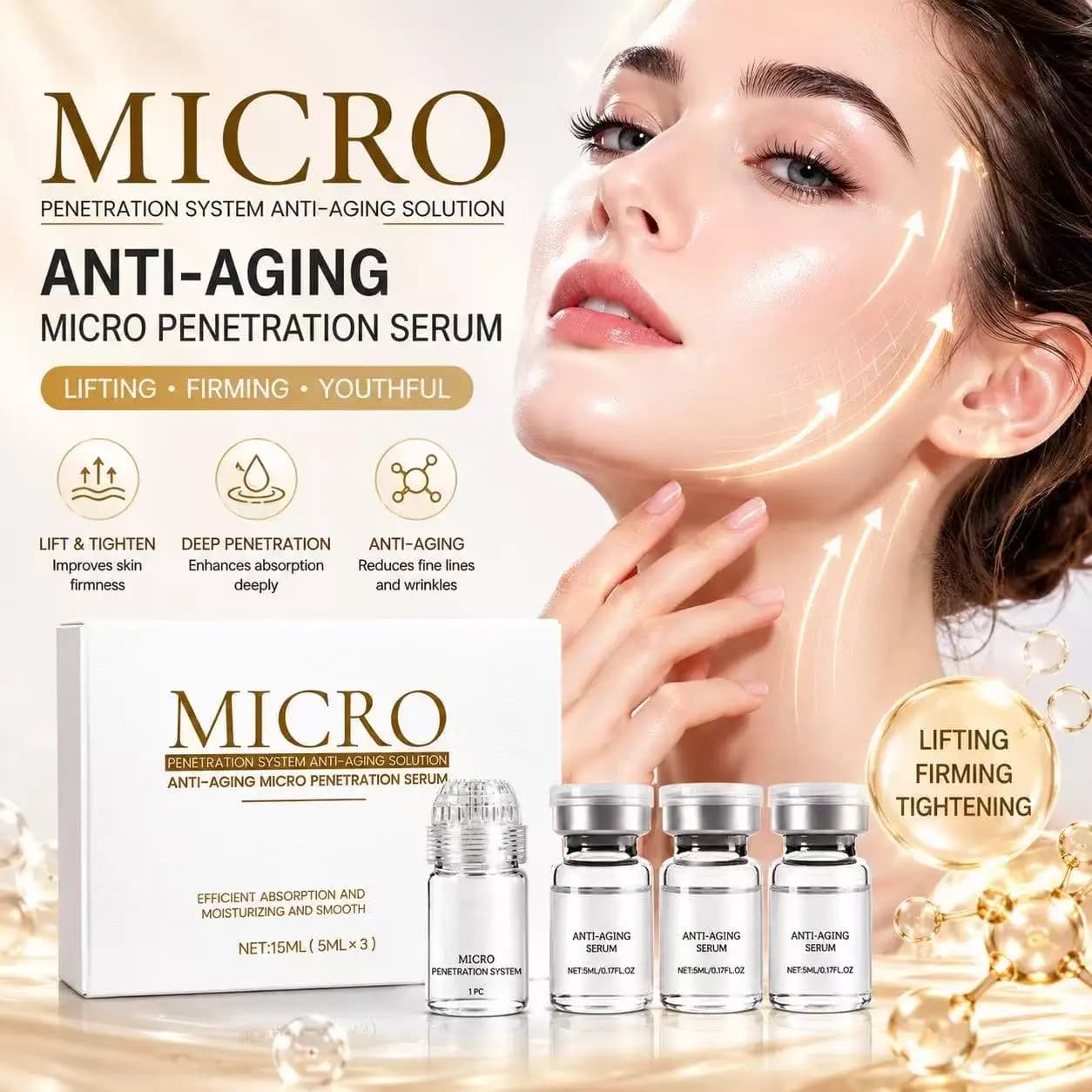 Pore Purifying Collagen Anti-Wrinkle Serum Set Deep Moisturizer Lift Tighten Aging Facial Skin