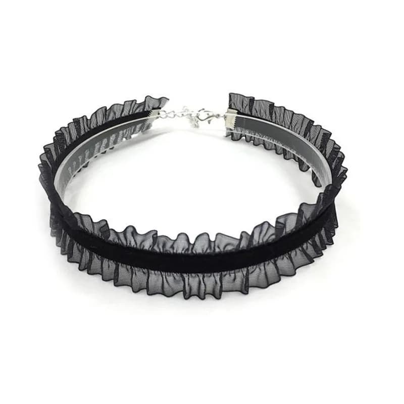 Black and White Lace Choker Necklace for Women