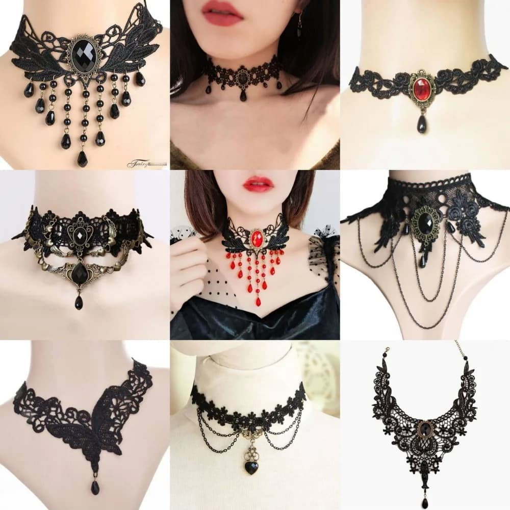 Black Lace Gothic Collar Necklace