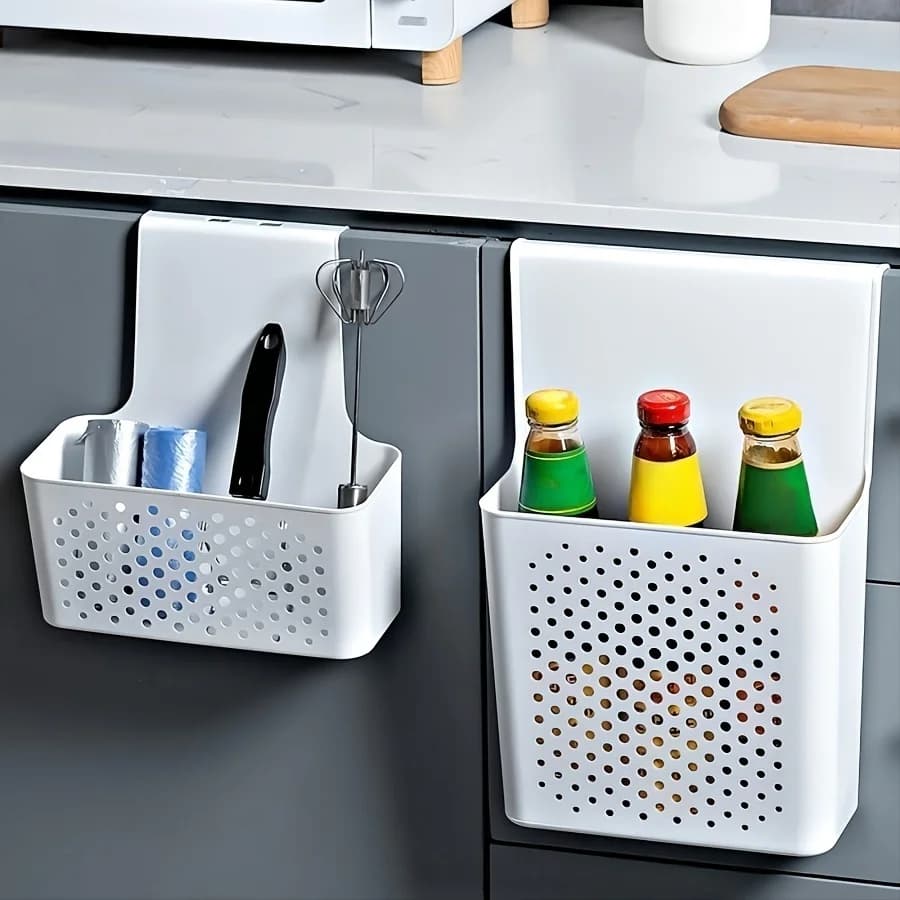 Kitchen Cabinet Door Storage Basket With Hook
