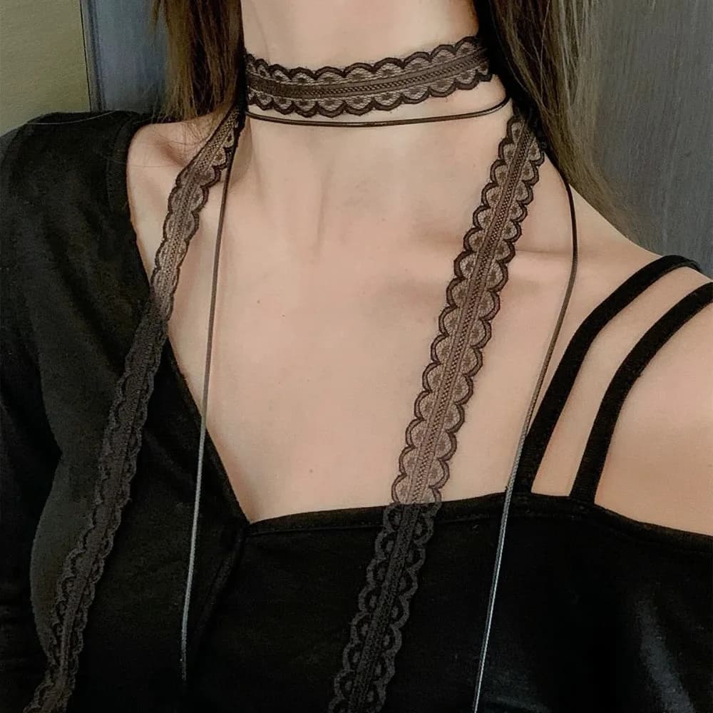 Black Lace Bowknot Choker Necklace