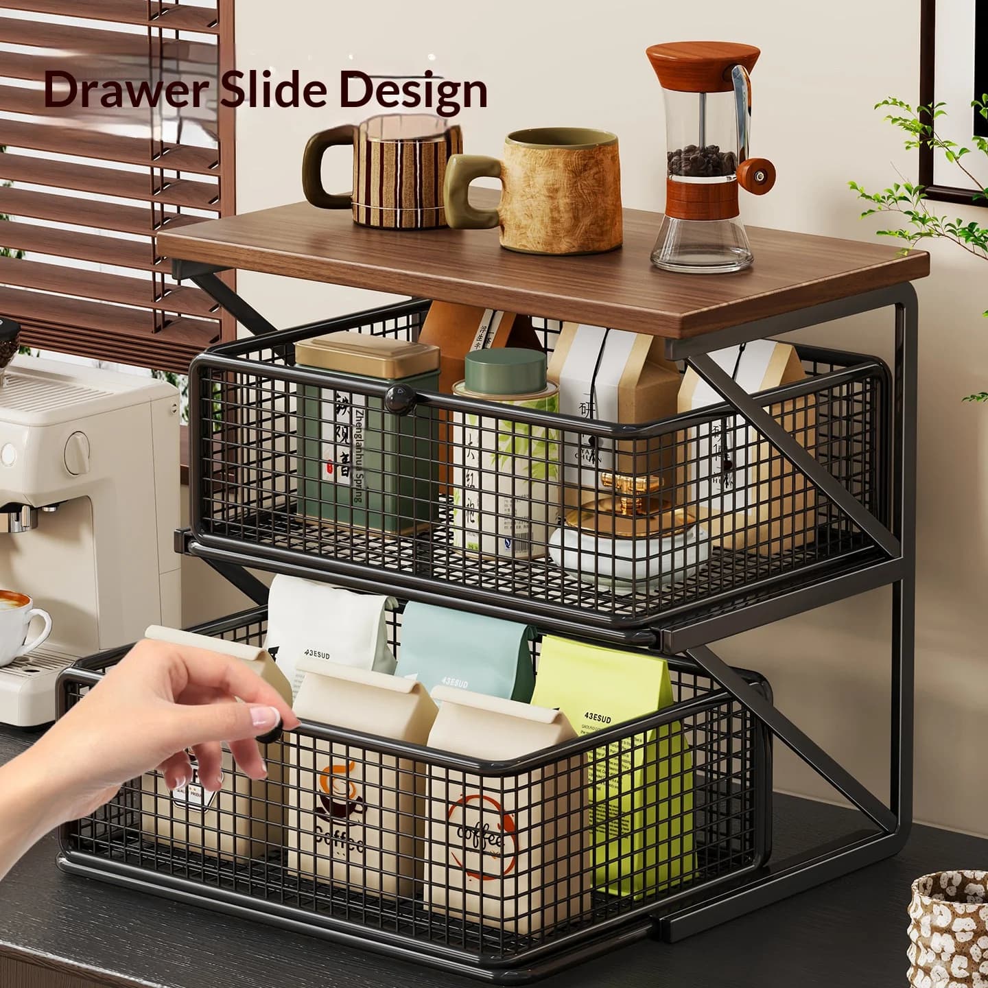 Kitchen Counter Shelf Organizer Ironwood Storage Rack