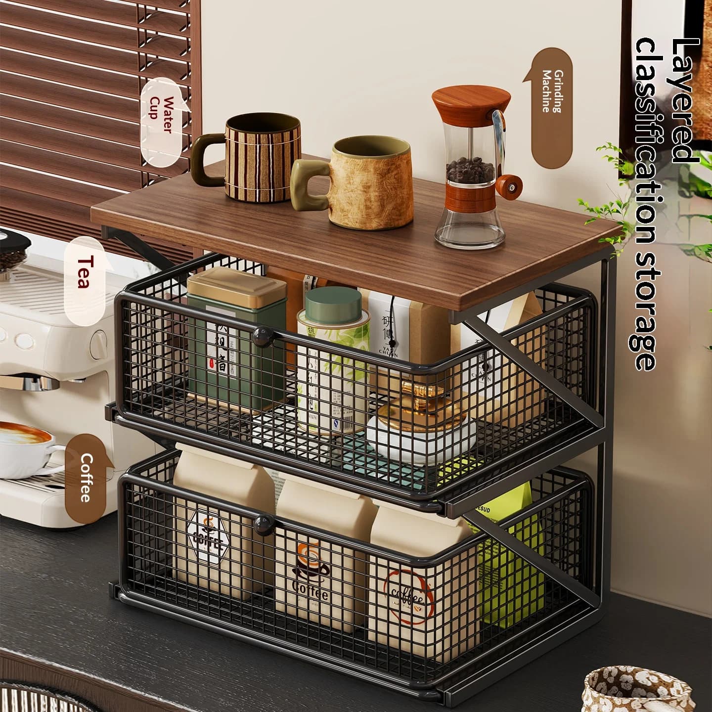 Kitchen Counter Shelf Organizer Ironwood Storage Rack