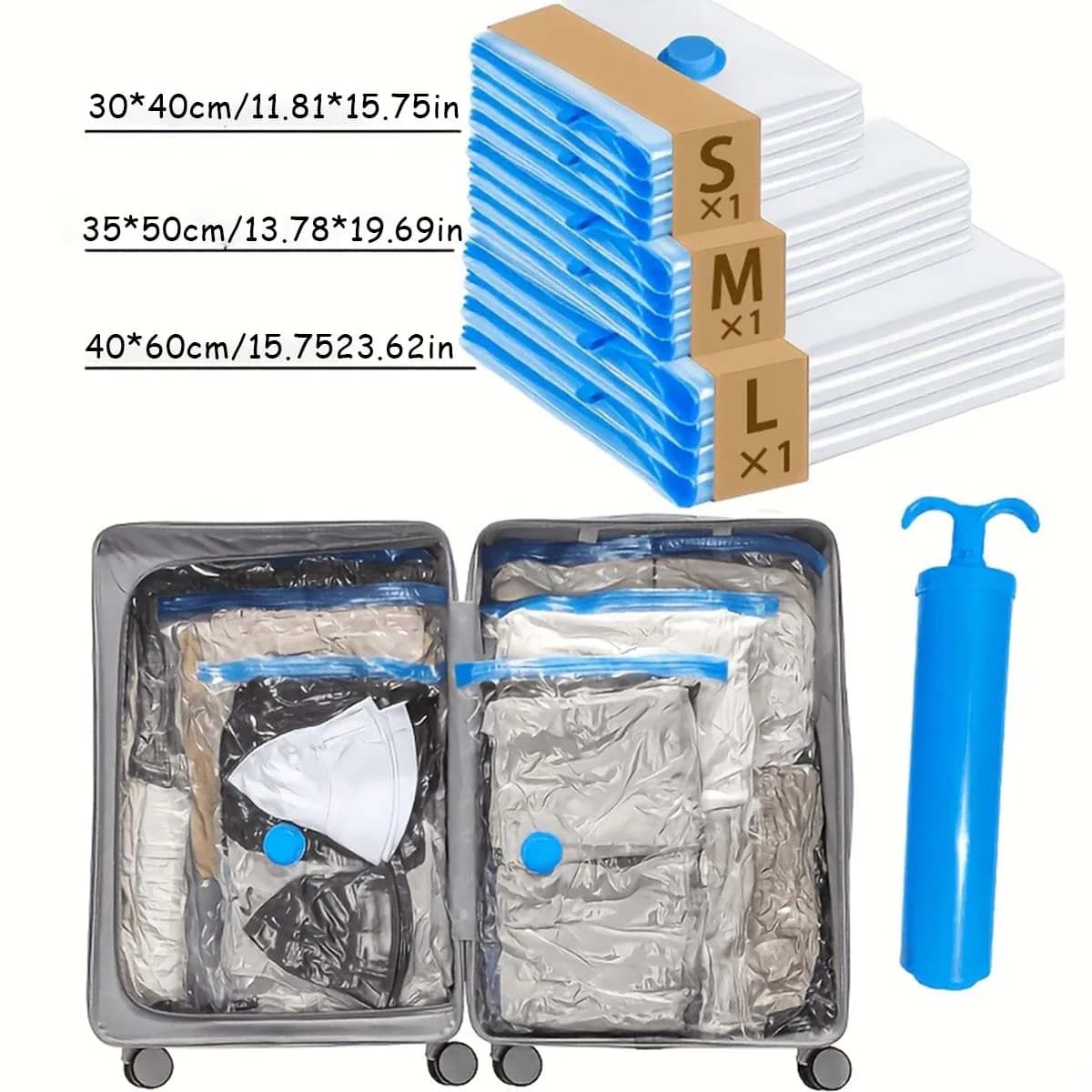 Travel Storage Bag Set, Vacuum Compression