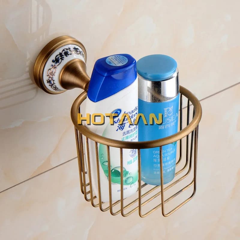 Antique Brushed Brass Bathroom Accessory Set