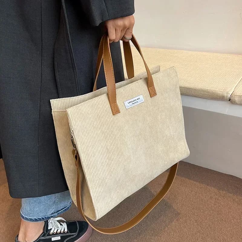Corduroy Satchel Shoulder Bag for Women