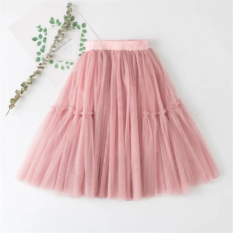 Girls Cotton Lace Pleated Tutu Skirt